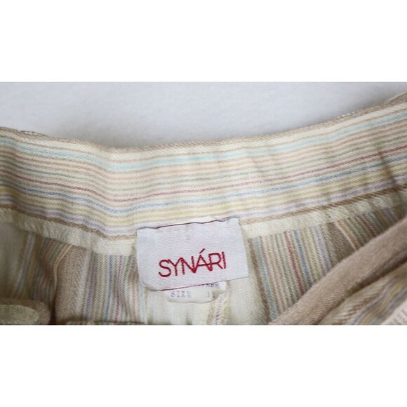 VINTAGE WOMEN'S BEIGE RAINBOW STRIPED PANT SUIT - HEATHER LANE SYNARI - SIZE 11 - Picture 10 of 12